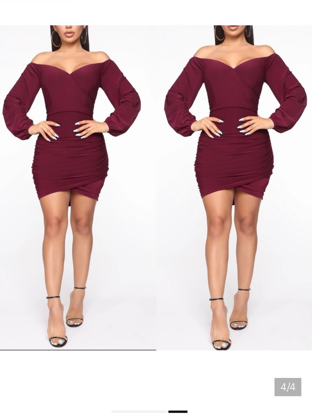 Fashion Nova The Right Touch Burgundy Ruched Mini Dress S NWT